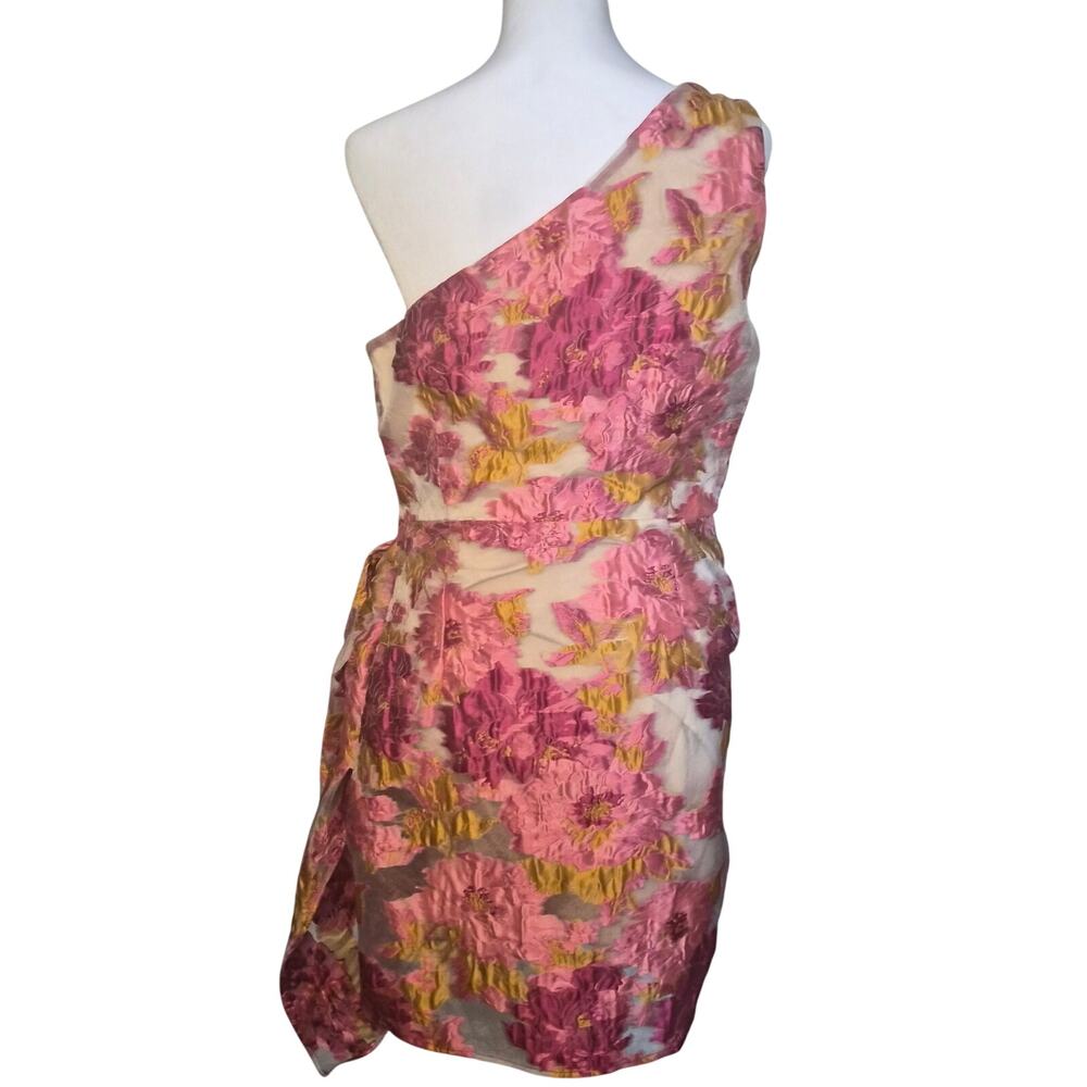 Showpo Brailey Dress | Size US 8 | Pink Floral Jacquard Embroidery Cocktail